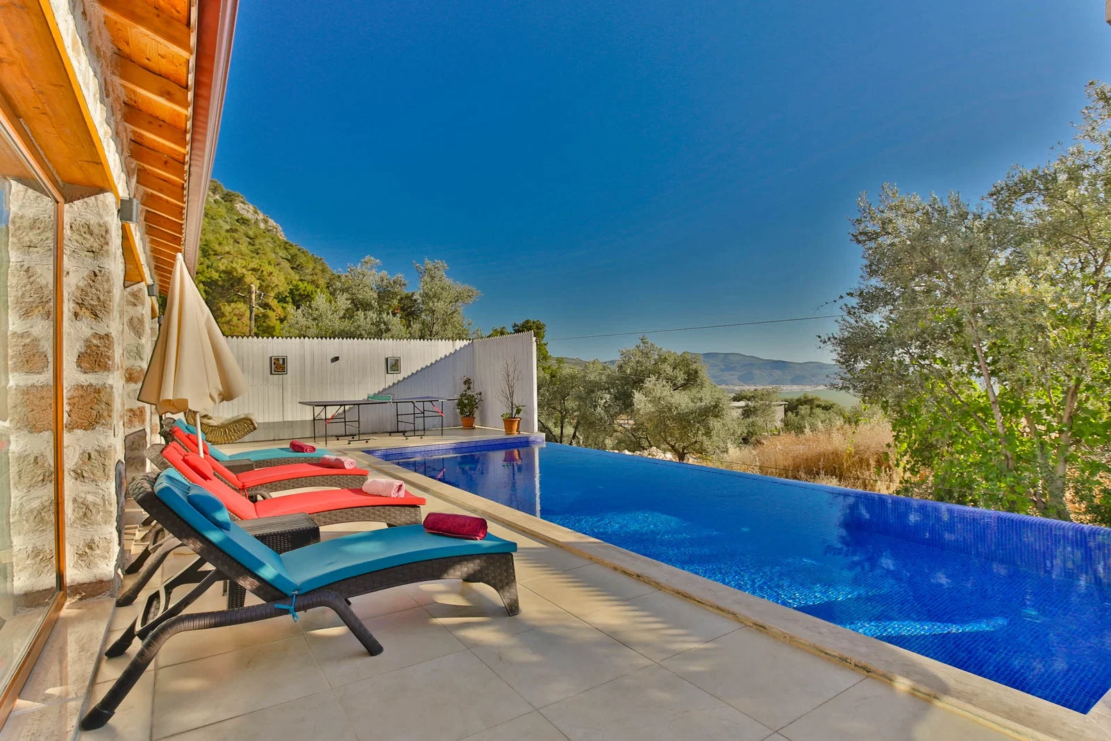 Çayköy’de Balayı Çiftlerine Uygun, Korunaklı Havuzlu, 2 Yatak Odalı, Kiralık Villa