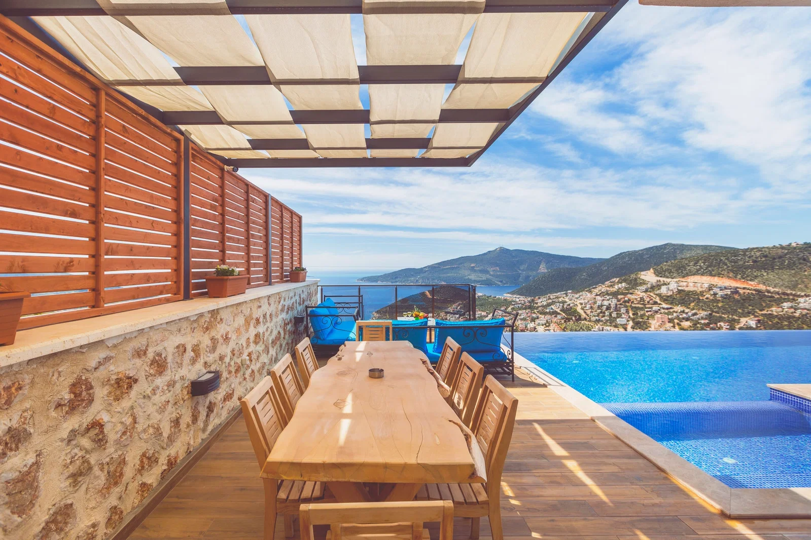 Kalkan’da Deniz Manzaralı, Özel Havuzlu, 4 Yatak Odalı, Lüks Villa