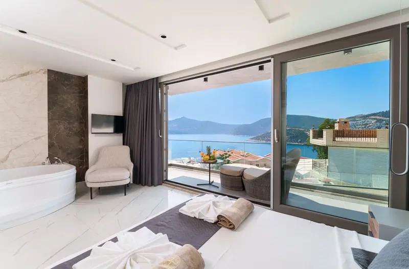 Kalkan’da ısıtmalı havuzlu kiralık villa, fotoğraf 28