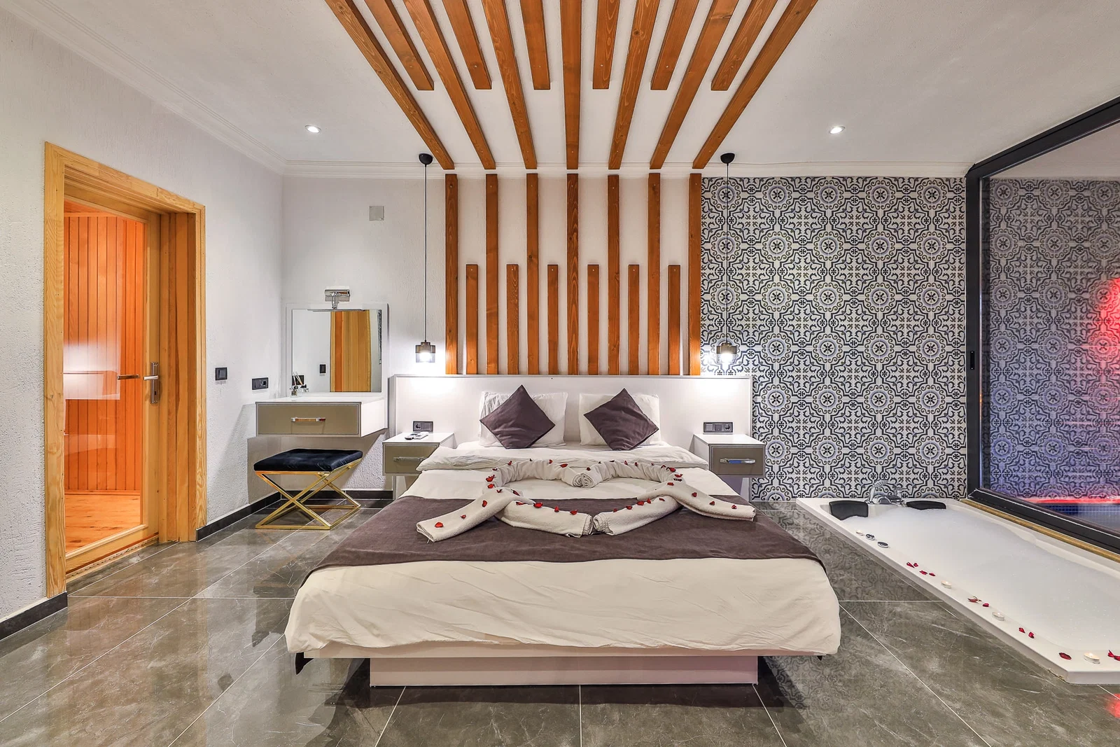 Sarıbelen’de Korunaklı, Isıtmalı Havuzlu, 1 Yatak Odalı, Ekonomik Villa