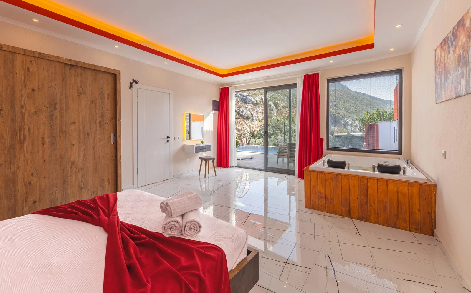 İslamlar’da Balayı Çiftlerine Uygun, Korunaklı Havuzlu, 1 Yatak Odalı, Kiralık Villa