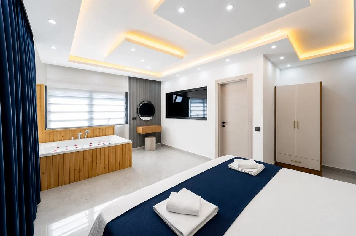 Sarıbelen’de Balayı Çiftlerine Uygun, Çocuk Havuzlu, 6 Kişilik, Kiralık Villa